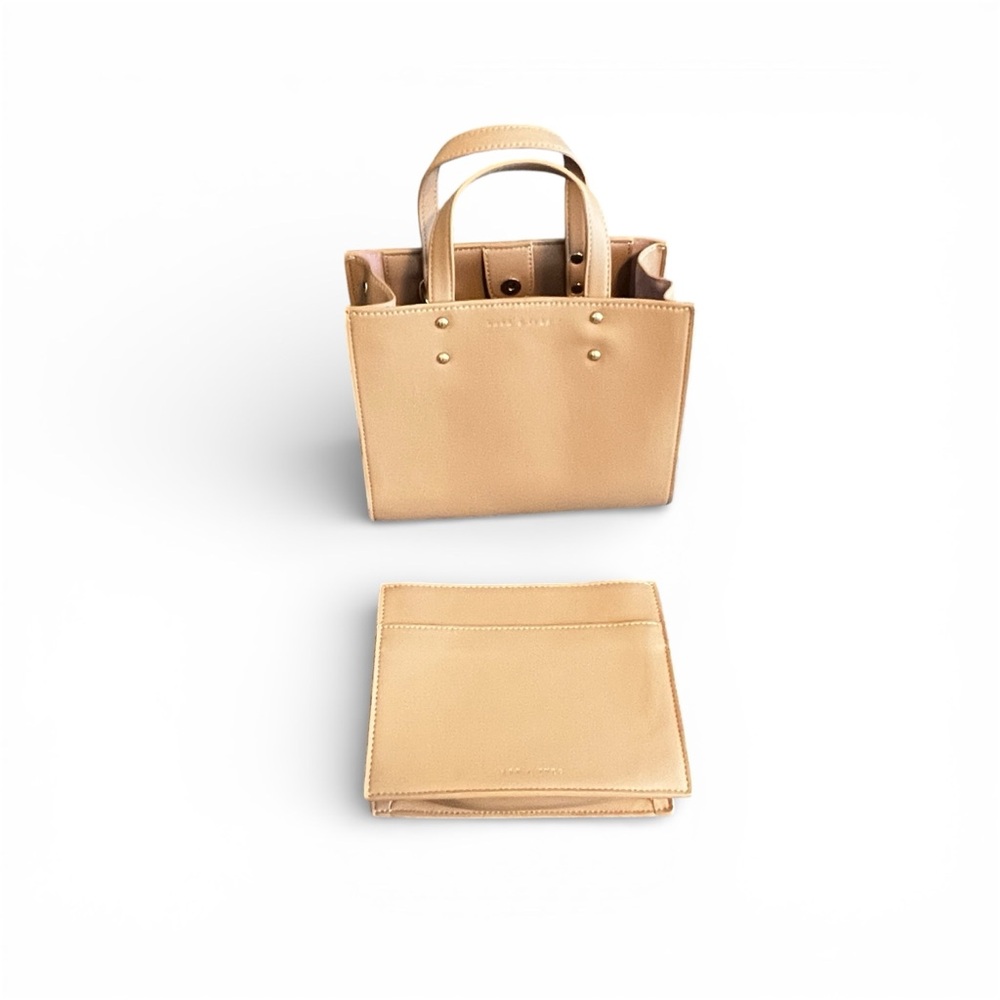 Lark & Ives Structured Mini Tote Tan Vegan Leather Top
Handle Handbag 8”x6.5” - Picture 3 of 12
